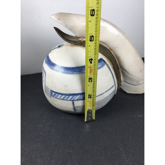 Vintage Pottery Ceramic Porcelain Blue & White Hand Painted Container  Signed - Picture 12 of 13